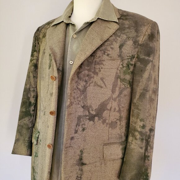 Canali wool blazer suit jacket green blue gray grey black XL 44 46 56
